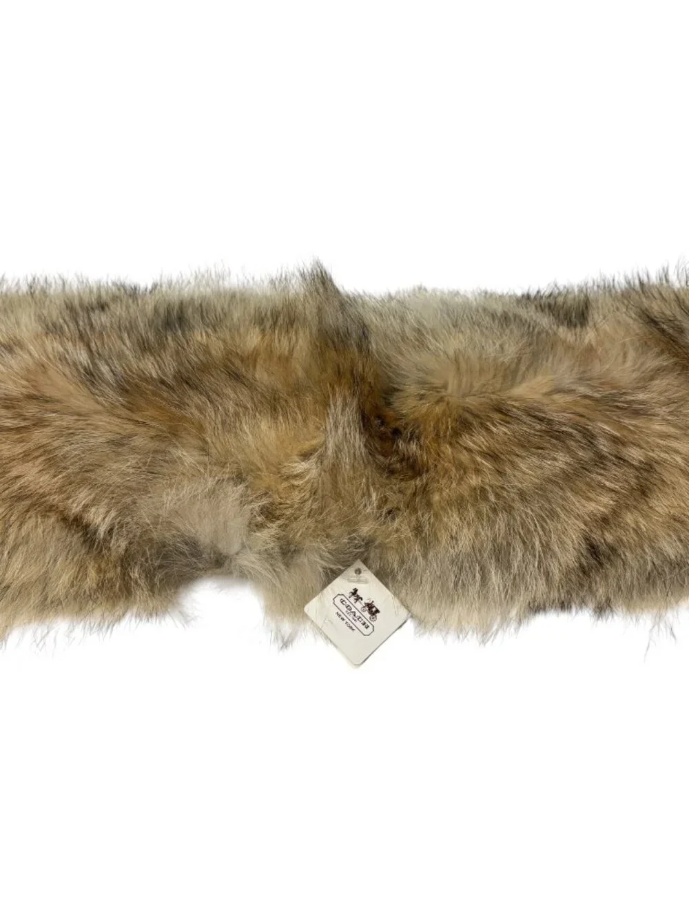 🦊 Coach Real Coyote Fur Scarf Natural Brown With Black Lining Brand New $698 🏷